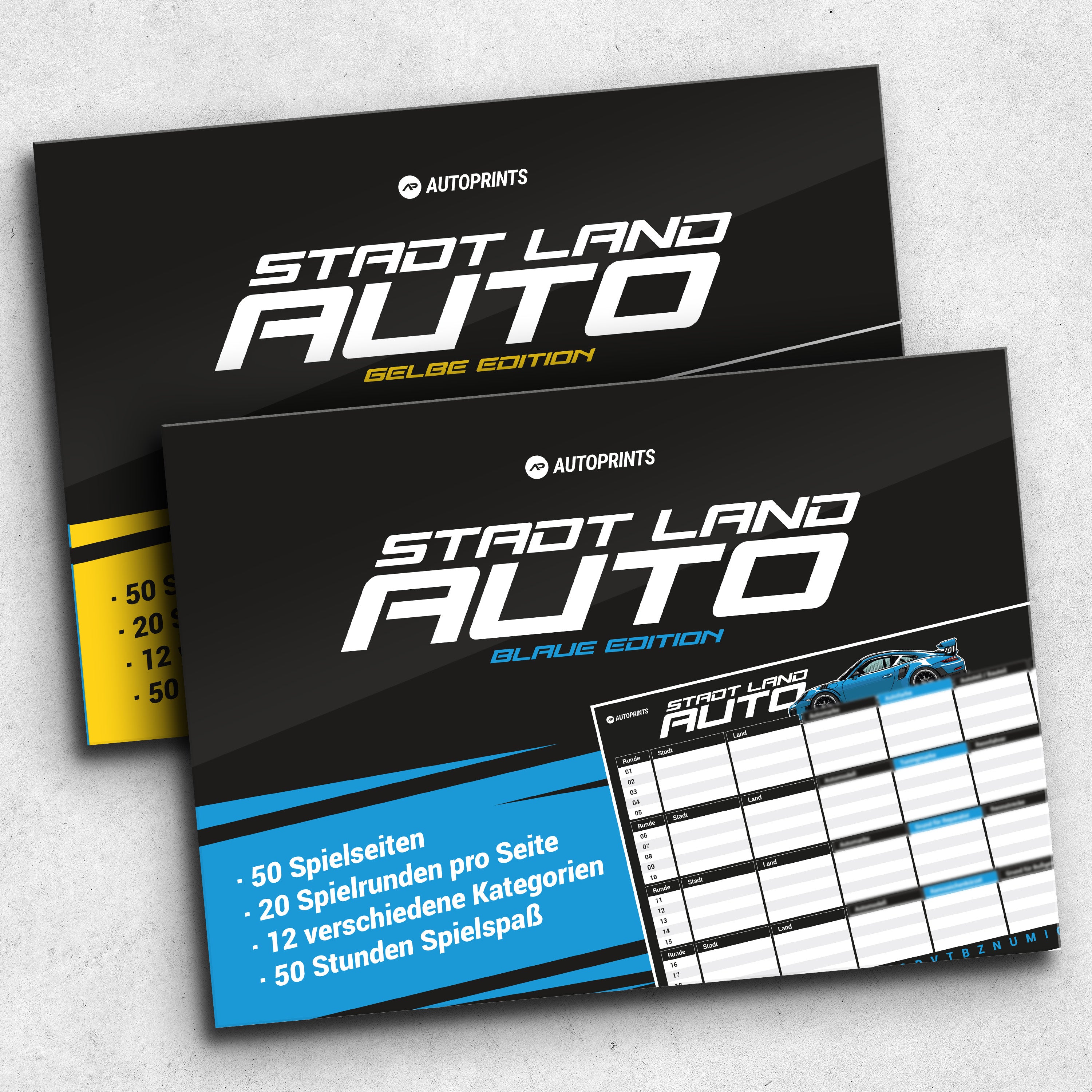 STADT LAND AUTO Spielblock 2er Pack